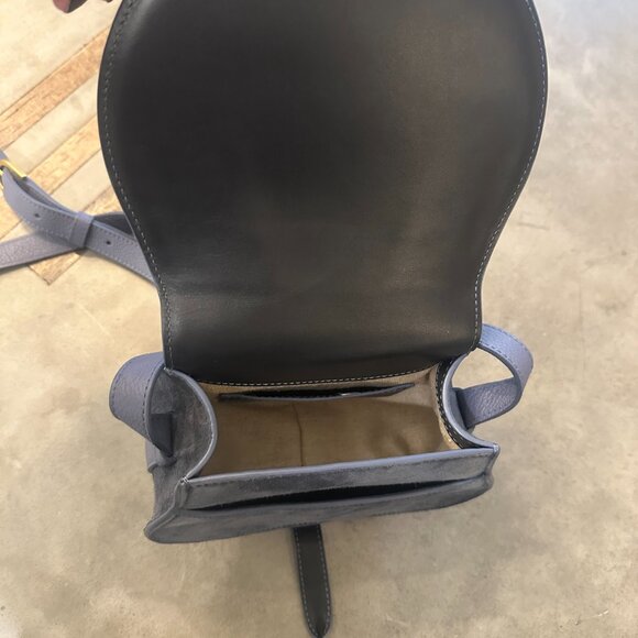 Chloé Marcie saddle bag in suede leather - Small - Graphite navy - Picture 5 of 5